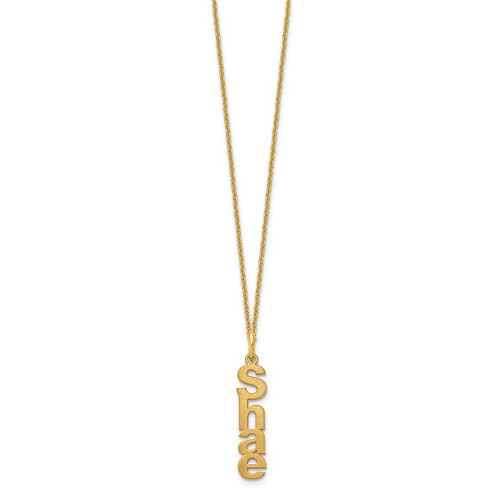 Image of 18" 10K Yellow Gold Personalized Brushed Vertical Name Charm Necklace