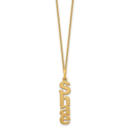Image of 18" 10K Yellow Gold Personalized Brushed Vertical Name Charm Necklace