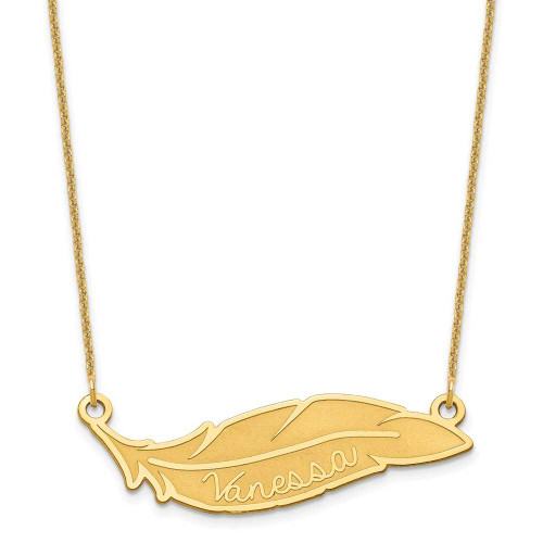 Image of 18" 10K Yellow Gold Personalized Feather Necklace