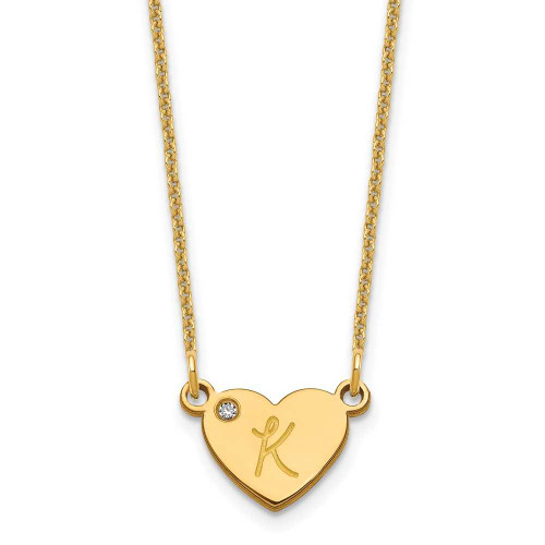 Image of 18" 10K Yellow Gold Personalized Initial Heart with Diamond Necklace