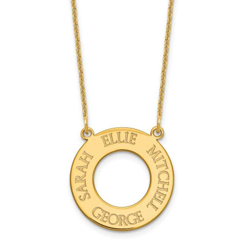 Image of 18" 10K Yellow Gold Personalized Open Circle with 4 Names Necklace