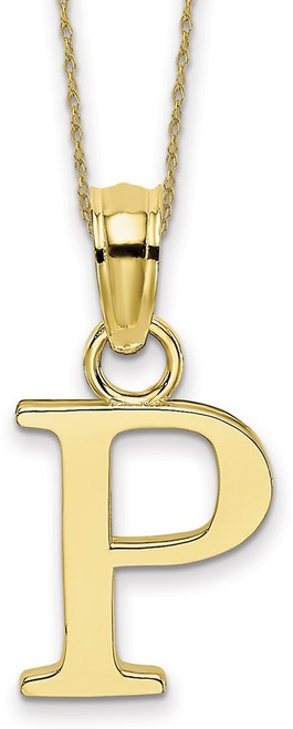 18" 10K Yellow Gold Polished P Block Initial Necklace