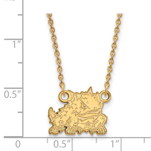 Image of 18" 10K Yellow Gold Texas Christian University Sm Pendant Necklace LogoArt 1Y024TCU