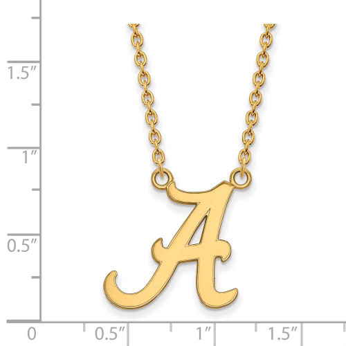 Image of 18" 10K Yellow Gold University of Alabama Large Pendant Necklace LogoArt 1Y016UAL-18