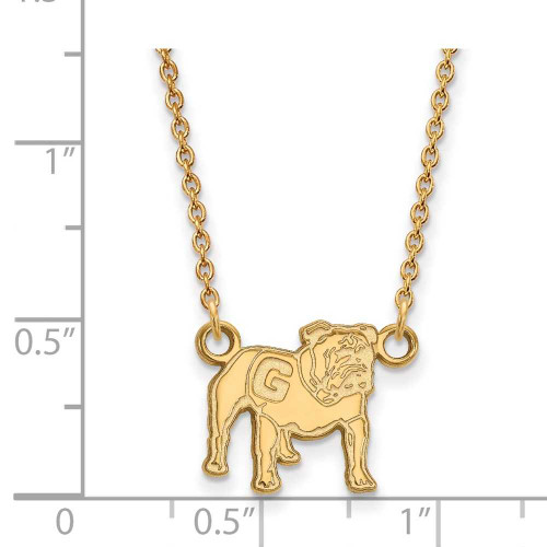 Image of 18" 10K Yellow Gold University of Georgia Small Pendant Necklace LogoArt 1Y066UGA-18