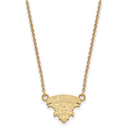Image of 18" 10K Yellow Gold University of New Orleans Small Pendant w/ Necklace by LogoArt