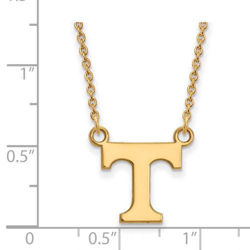 Image of 18" 10K Yellow Gold University of Tennessee Sm Pendant Necklace LogoArt 1Y015UTN-18