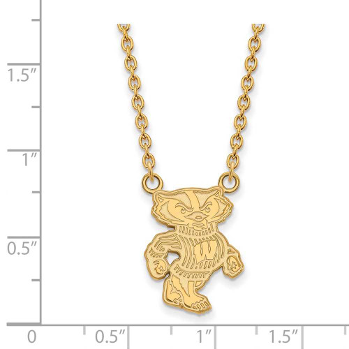 Image of 18" 10K Yellow Gold University of Wisconsin Lg Pendant Necklace LogoArt 1Y055UWI-18
