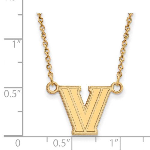 Image of 18" 10K Yellow Gold Villanova University Small Pendant Necklace LogoArt 1Y008VIL-18