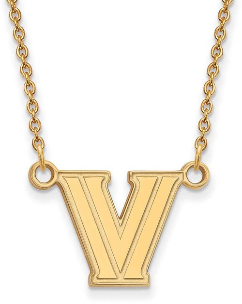 Image of 18" 10K Yellow Gold Villanova University Small Pendant Necklace LogoArt 1Y008VIL-18