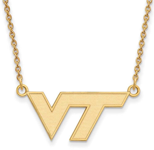 Image of 18" 10K Yellow Gold Virginia Tech Small Pendant w/ Necklace by LogoArt (1Y009VTE-18)