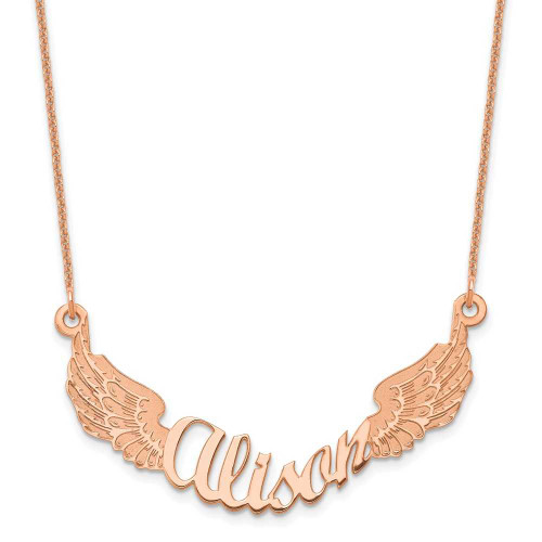 Image of 18" 14K Rose Gold Personalized Angel Wings Name Necklace