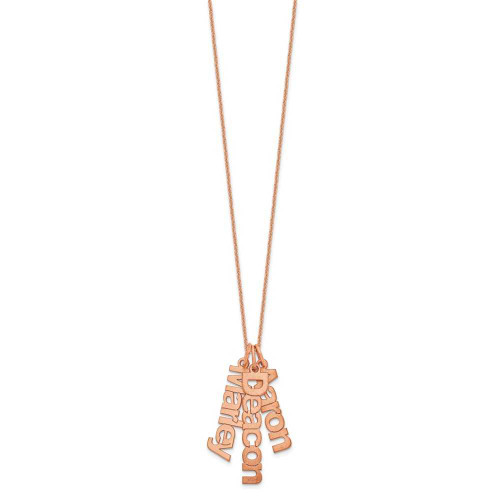 Image of 18" 14K Rose Gold Personalized Brushed 3 Name Charm Necklace