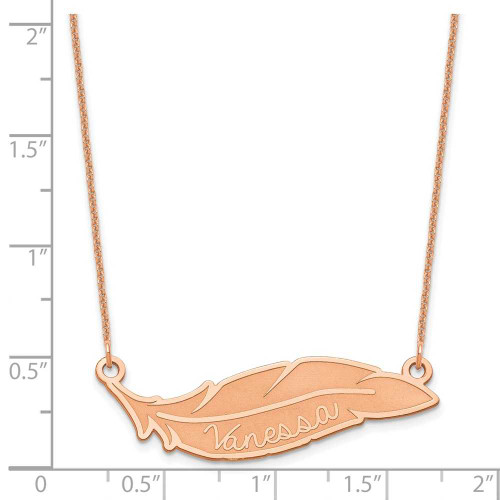 Image of 18" 14K Rose Gold Personalized Feather Necklace