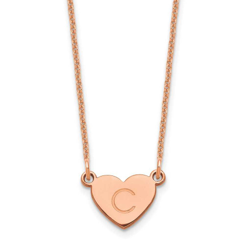 Image of 18" 14K Rose Gold Personalized Initial Heart Necklace