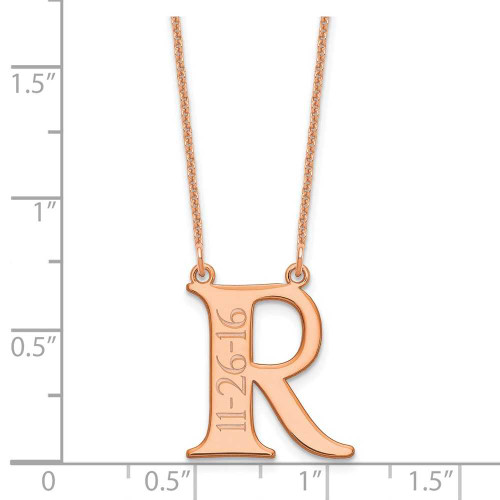 Image of 18" 14K Rose Gold Personalized Initial with Date Necklace