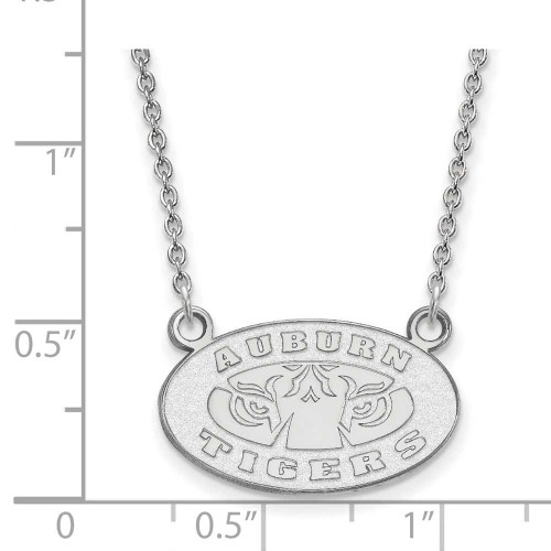 Image of 18" 14K White Gold Auburn University Small Pendant w/ Necklace by LogoArt 4W054AU-18