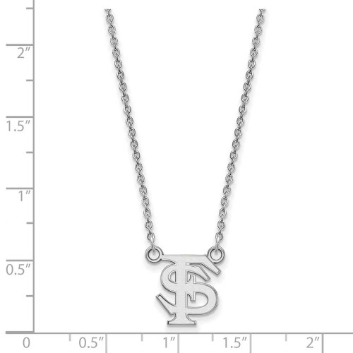 Image of 18" 14K White Gold Florida State University Sm Pendant Necklace LogoArt 4W015FSU-18