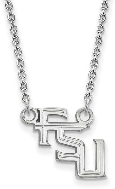 Image of 18" 14K White Gold Florida State University Sm Pendant Necklace LogoArt 4W066FSU-18