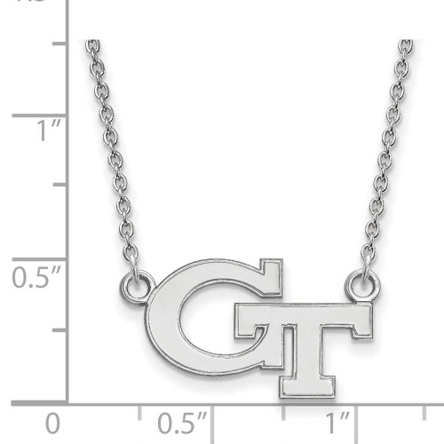 Image of 18" 14K White Gold Georgia Institute of Technology Pendant Necklace LogoArt 4W009