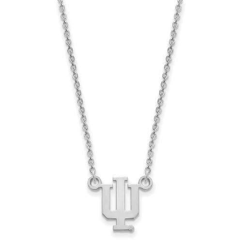 Image of 18" 14K White Gold Indiana University Small Pendant w/ Necklace LogoArt (4W015IU-18)