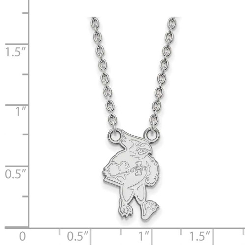 Image of 18" 14K White Gold Iowa State University Large Pendant Necklace LogoArt 4W024IAS-18