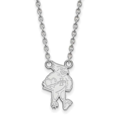 Image of 18" 14K White Gold Iowa State University Large Pendant Necklace LogoArt 4W024IAS-18