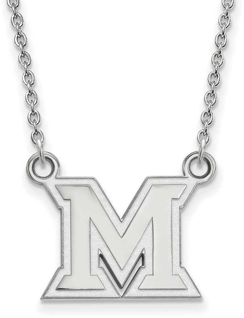 Image of 18" 14K White Gold Miami University Small Pendant w/ Necklace by LogoArt