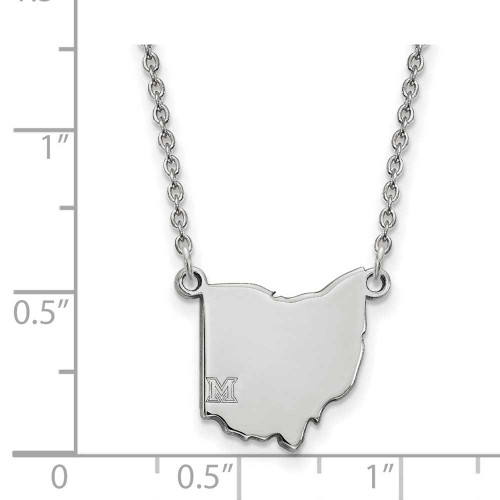 Image of 18" 14K White Gold Miami University State Necklace by LogoArt