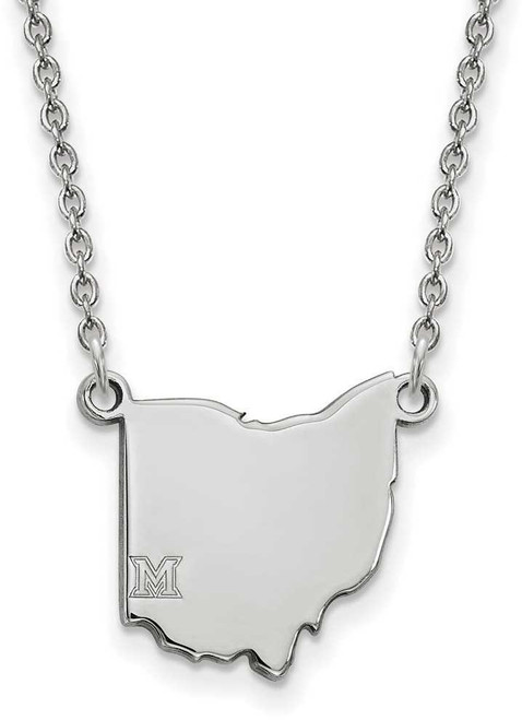 Image of 18" 14K White Gold Miami University State Necklace by LogoArt