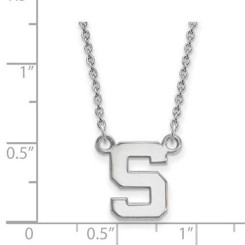 Image of 18" 14K White Gold Michigan State University Sm Pendant Necklace LogoArt 4W015MIS-18