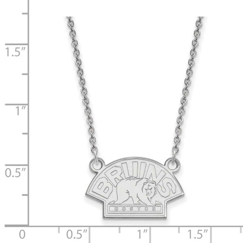 Image of 18" 14K White Gold NHL Boston Bruins Small Pendant w/ Necklace LogoArt (4W041BRI-18)