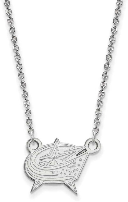 Image of 18" 14K White Gold NHL Columbus Blue Jackets Small Pendant w/ Necklace by LogoArt