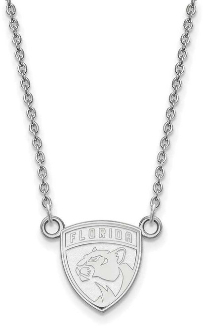 Image of 18" 14K White Gold NHL Florida Panthers Small Pendant w/ Necklace by LogoArt