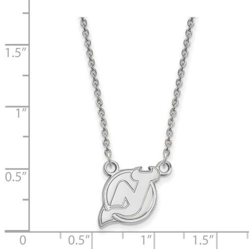 Image of 18" 14K White Gold NHL New Jersey Devils Small Pendant w/ Necklace by LogoArt