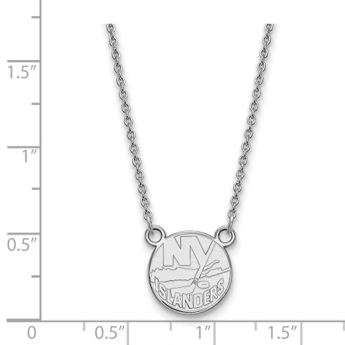 Image of 18" 14K White Gold NHL New York Islanders Small Pendant w/ Necklace by LogoArt