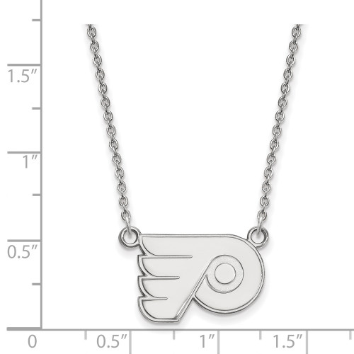 18" 14K White Gold NHL Philadelphia Flyers Small Pendant w/ Necklace by LogoArt