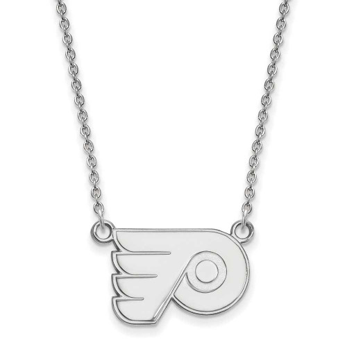 Image of 18" 14K White Gold NHL Philadelphia Flyers Small Pendant w/ Necklace by LogoArt