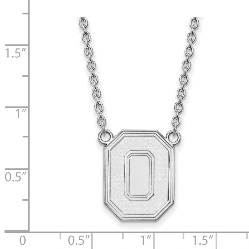 Image of 18" 14K White Gold Ohio State University Large Pendant Necklace LogoArt 4W054OSU-18