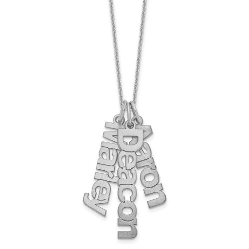 Image of 18" 14K White Gold Personalized Brushed 3 Name Charm Necklace