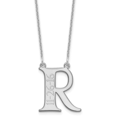 Image of 18" 14K White Gold Personalized Initial with Date Necklace