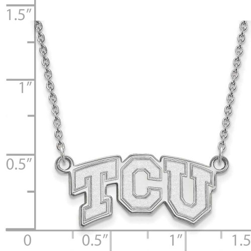 Image of 18" 14K White Gold Texas Christian University Sm Pendant Necklace LogoArt 4W005TCU
