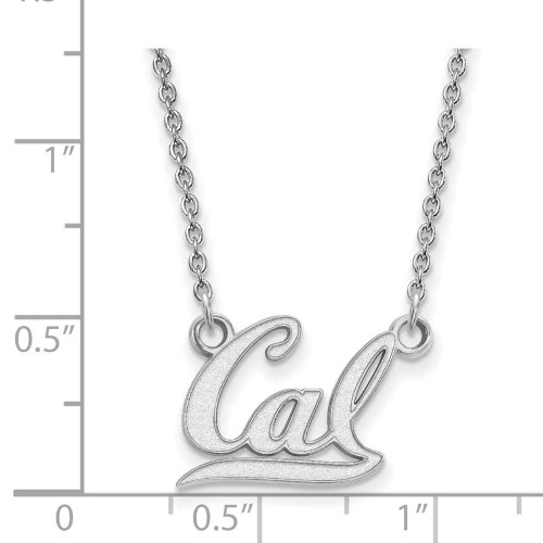 Image of 18" 14K White Gold University of California Berkeley Small Pendant LogoArt Necklace