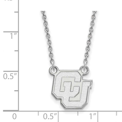 Image of 18" 14K White Gold University of Colorado Small Pendant Necklace LogoArt 4W032UCO-18