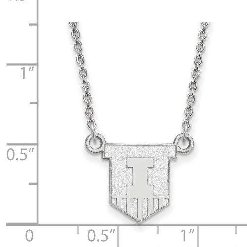 Image of 18" 14K White Gold University of Illinois Small Pendant Necklace LogoArt 4W054UIL-18