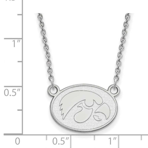 Image of 18" 14K White Gold University of Iowa Small Pendant Necklace by LogoArt 4W056UIA-18