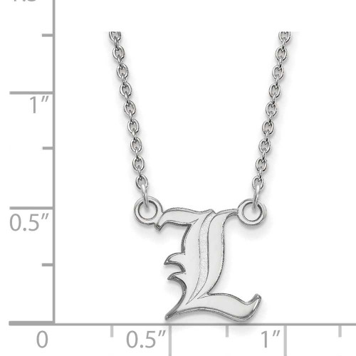 Image of 18" 14K White Gold University of Louisville Sm Pendant Necklace LogoArt 4W011UL-18