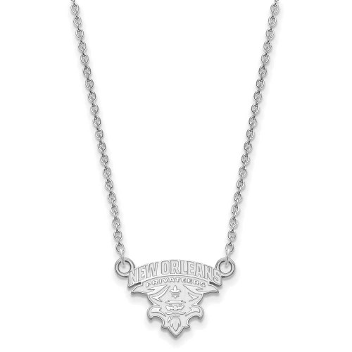 Image of 18" 14K White Gold University of New Orleans Small Pendant w/ Necklace by LogoArt