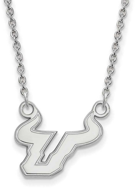 Image of 18" 14K White Gold University of South Florida Small Pendant w/ Necklace by LogoArt
