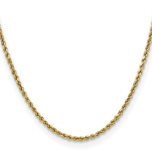 18" 14K Yellow Gold 2.5mm Semi-solid Diamond-cut Rope Chain Necklace